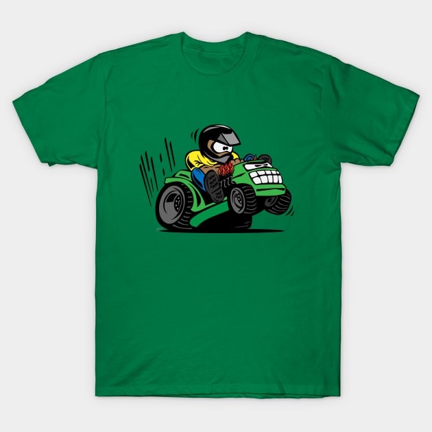 Racing Lawn Mower Tractor Cartoon T-Shirt by hobrath